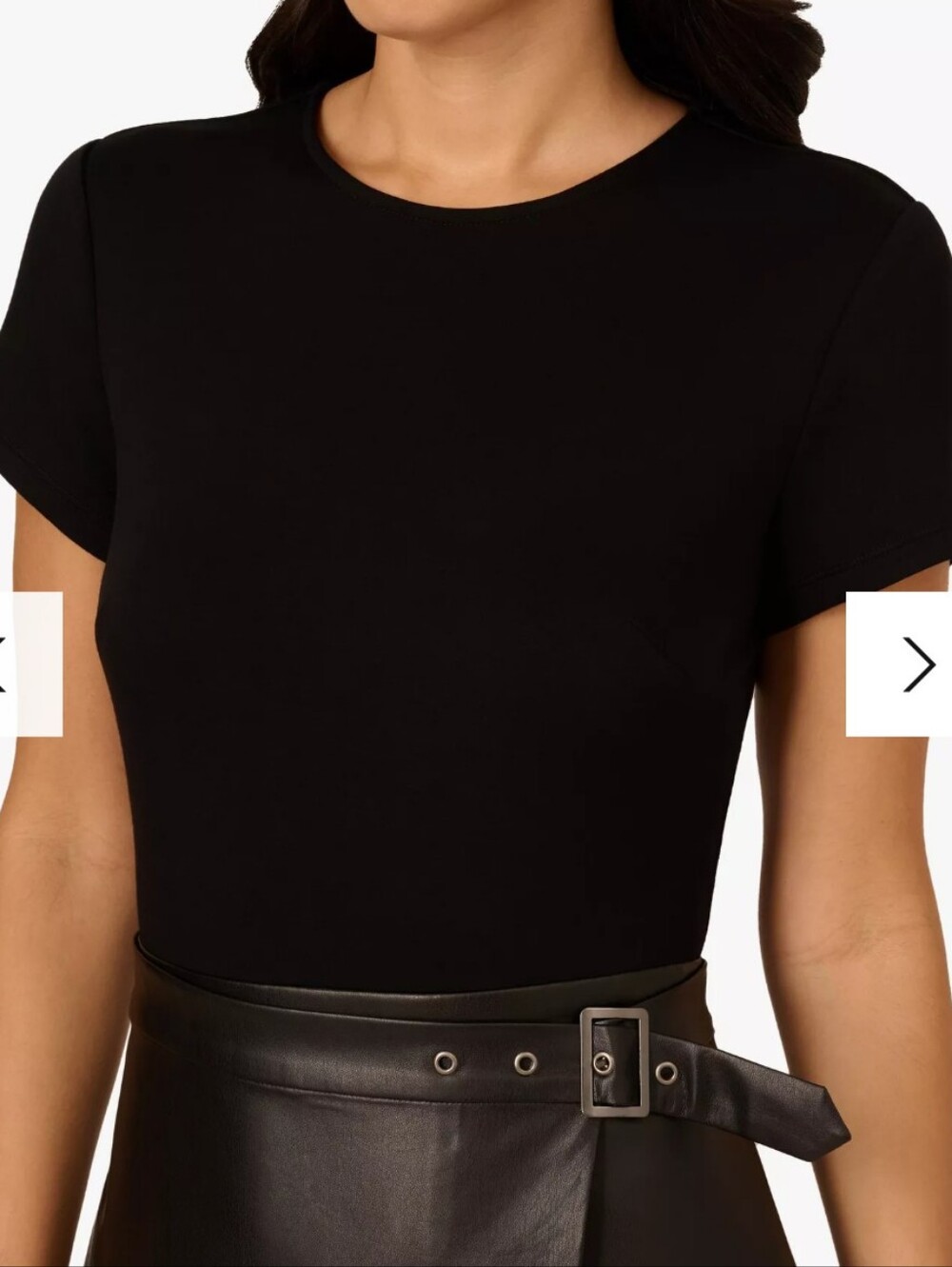 Adrianna Papell Ponte Faux Leather Dress, Black - Picture 4 of 12